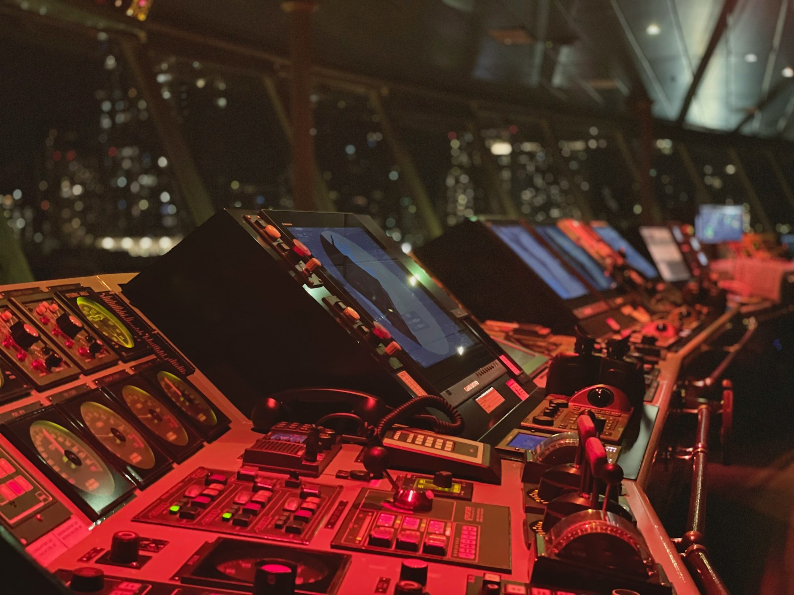 Security operations control room monitoring multiple screens